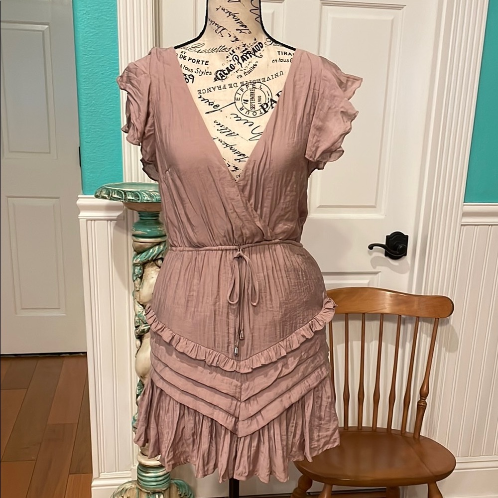 Angel Biba Elegant Mauve Ruffle Dress